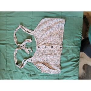 mimi chica Floral Button-Front Crop Top with Tie Straps Size L